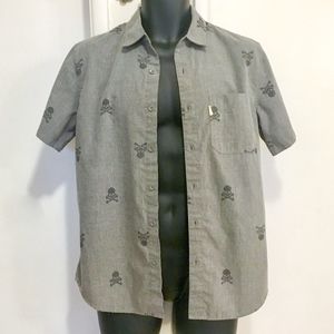 Walker Refinery Gray Skull Button Shirt
